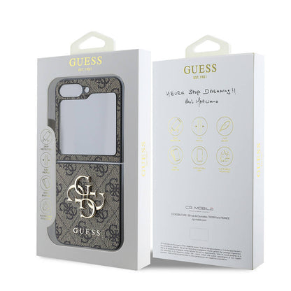 Galaxy Z Flip 6 Kılıf Guess Orjinal Lisanslı Leather Metal Logo Kılıf
