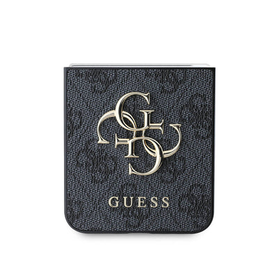 Galaxy Z Flip 6 Kılıf Guess Orjinal Lisanslı Leather Metal Logo Kapak Kahverengi
