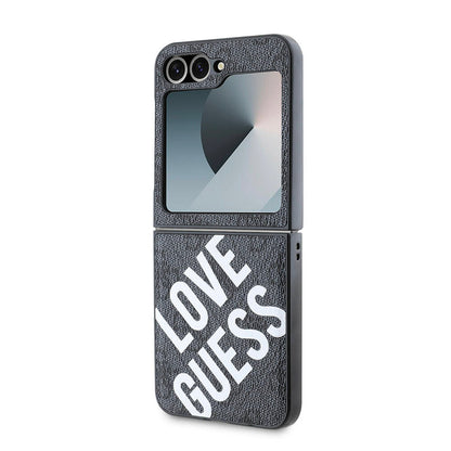 Galaxy Z Flip 6 Kılıf Guess Orjinal Lisanslı M-safe Şarj Özellikli Love Guess Printing Kılıf