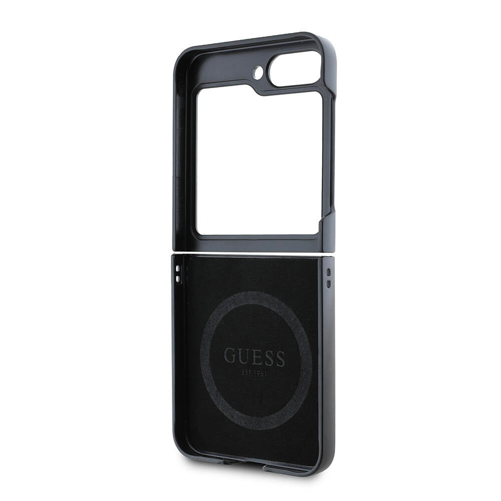Galaxy Z Flip 6 Kılıf Guess Orjinal Lisanslı Magsafe Şarj Özellikli Love Guess Printing Kapak Siyah