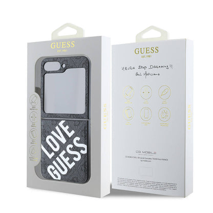 Galaxy Z Flip 6 Kılıf Guess Orjinal Lisanslı M-safe Şarj Özellikli Love Guess Printing Kılıf