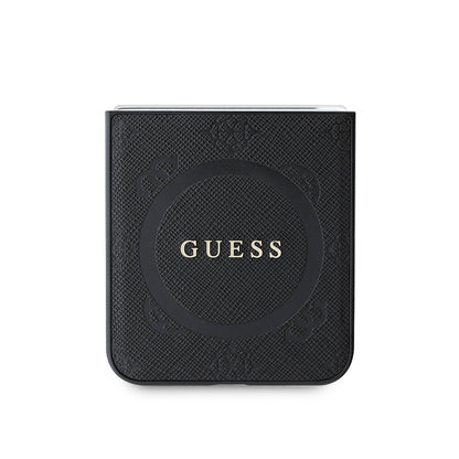 Galaxy Z Flip 6 Kılıf Guess Orjinal Lisanslı M-safe Şarj Özellikli Saffiano Metal Logo Kılıf