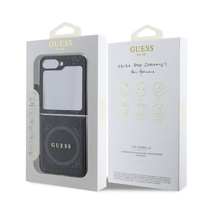 Galaxy Z Flip 6 Kılıf Guess Orjinal Lisanslı M-safe Şarj Özellikli Saffiano Metal Logo Kılıf