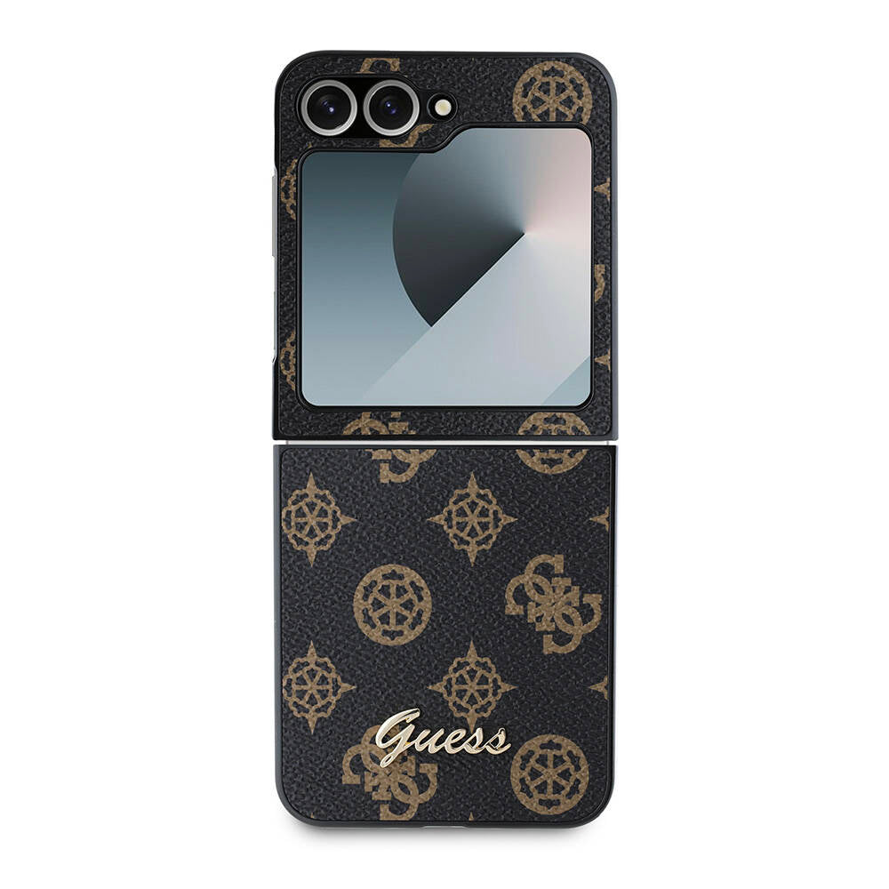 Galaxy Z Flip 6 Kılıf Guess Orjinal Lisanslı Peony Script Kapak Siyah