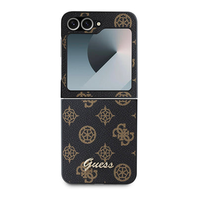 Galaxy Z Flip 6 Kılıf Guess Orjinal Lisanslı Peony Script Kapak Siyah