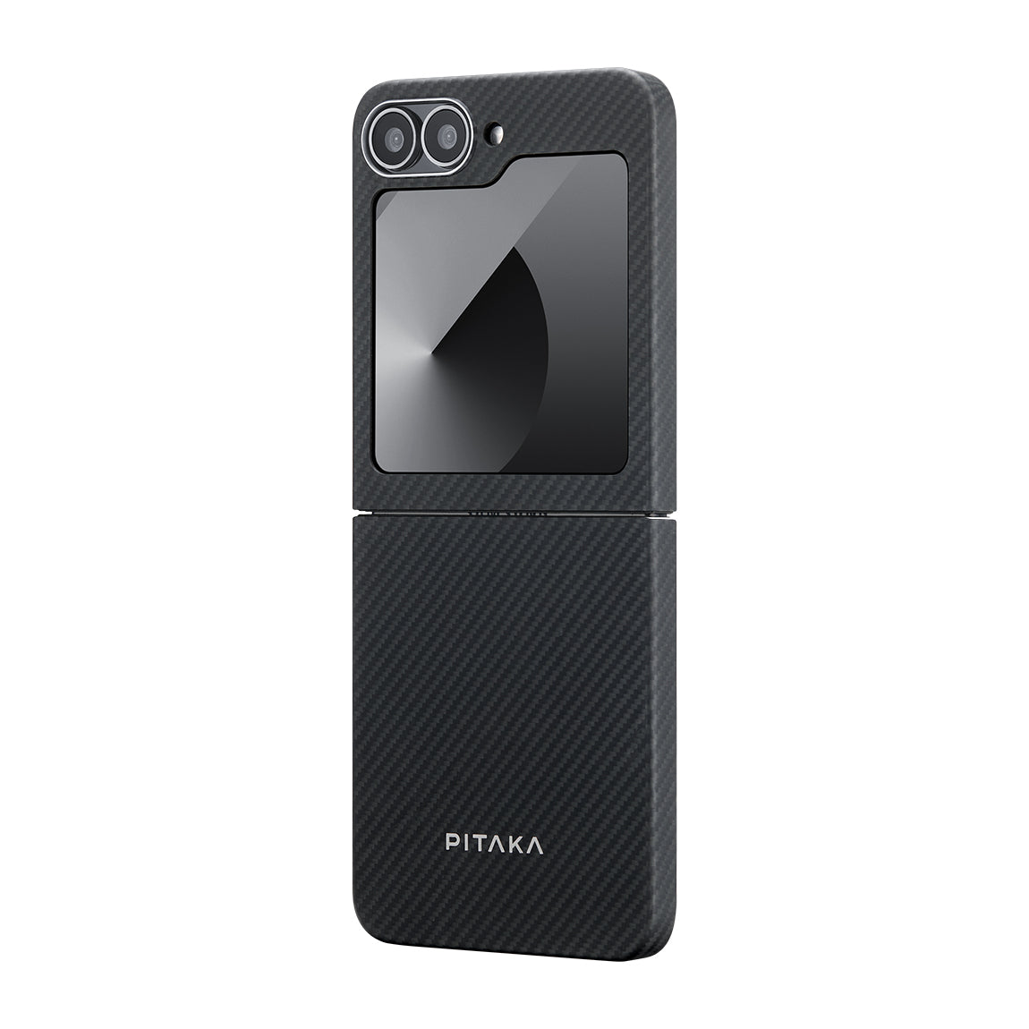 Galaxy Z Flip 6 Kılıf M-safe Şarj Özellikli 600D Aramid Fiber Pitaka Ultra-Slim Classic Serisi Black-Grey Twill Kılıf