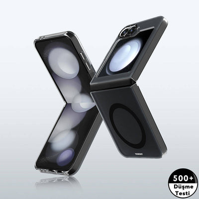 Galaxy Z Flip 6 Kılıf Magsafe Şarj Özellikli Youngkit Hidden Sand Serisi Kapak Siyah