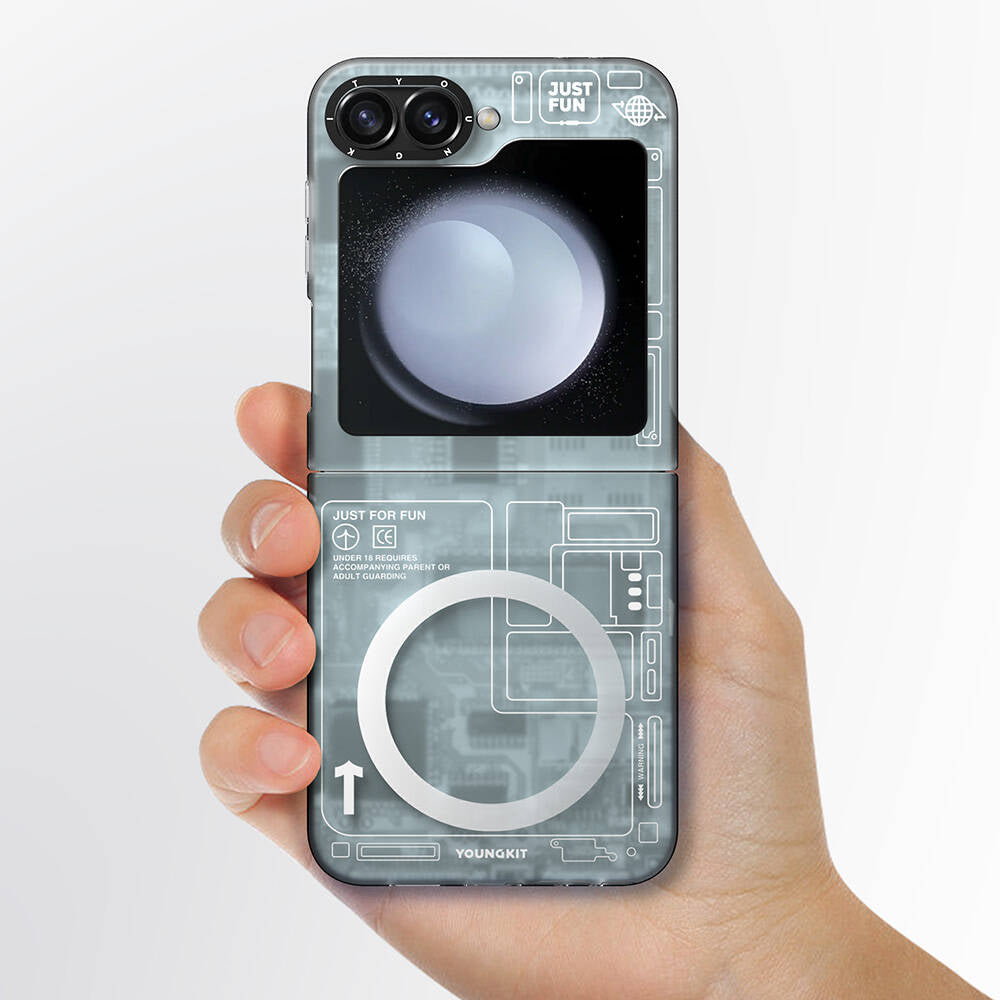 Galaxy Z Flip 6 Kılıf M-safe Şarj Özellikli Youngkit Technology Serisi Kılıf