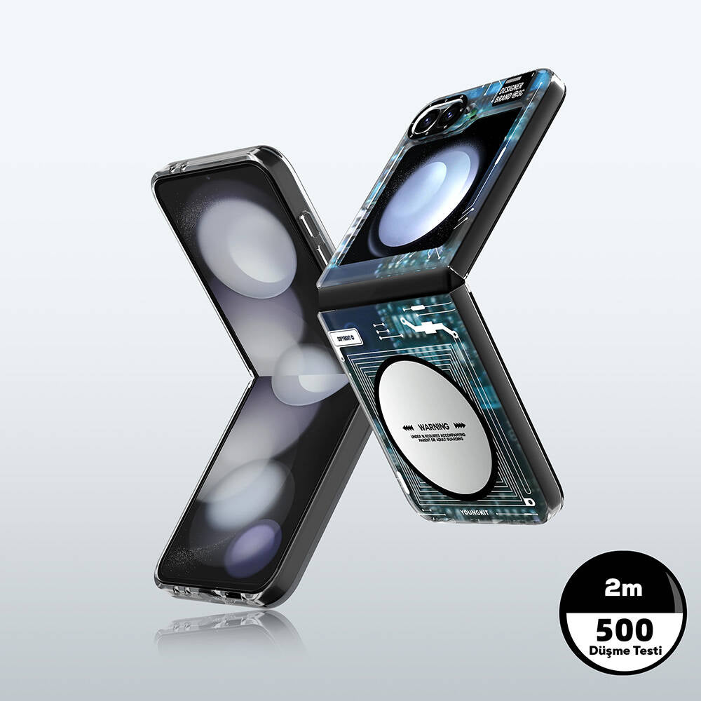 Galaxy Z Flip 6 Kılıf M-safe Şarj Özellikli Youngkit Technology Serisi Kılıf