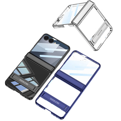 Galaxy Z Flip 7 Kılıf Kamera Korumalı Şeffaf Tasarımlı Zore Lego Standlı Kılıf