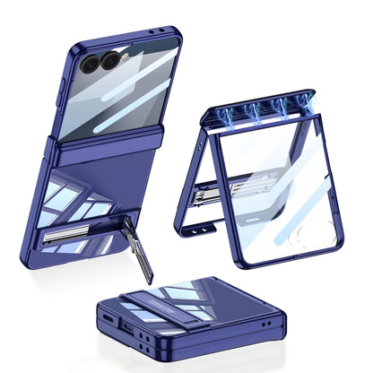 Galaxy Z Flip 7 Kılıf Kamera Korumalı Şeffaf Tasarımlı Zore Lego Standlı Kılıf