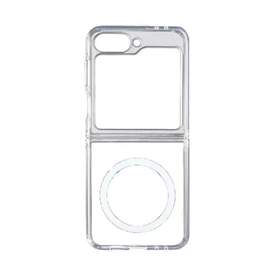 Galaxy Z Flip 7 Kılıf M-safe Şarj Özellikli Şeffaf Sert PC Zore Embos Kapak Şeffaf