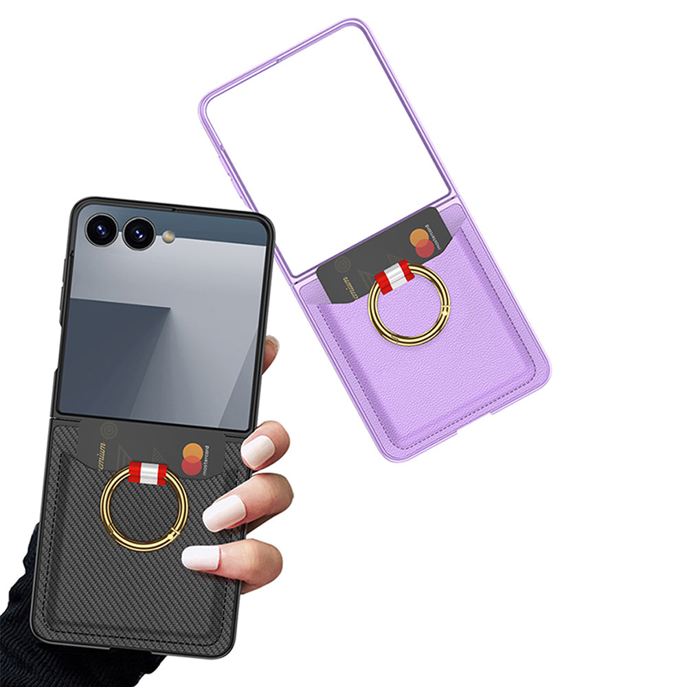 Galaxy Z Flip 7 Zore Kıpta Yüzüklü Kartlıklı Kılıf