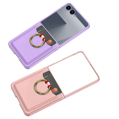 Galaxy Z Flip 7 Zore Kıpta Yüzüklü Kartlıklı Kılıf
