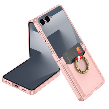 Galaxy Z Flip 7 Zore Kıpta Yüzüklü Kartlıklı Kılıf