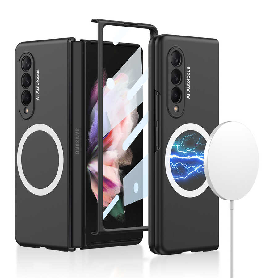 Galaxy Z Fold 3 Kılıf Wireless Şarj Özellikli Zore Kıpta M-safe Kılıf