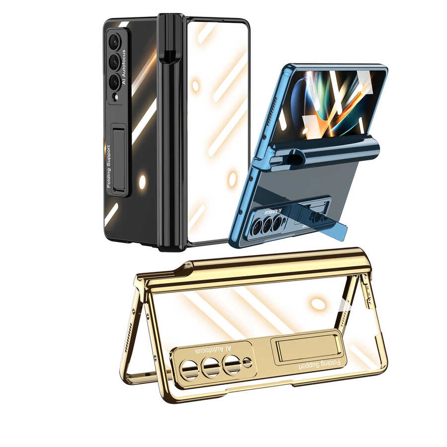 Galaxy Z Fold 4 Kılıf Zore Kıpta Standlı Kalem Bölmeli Kılıf