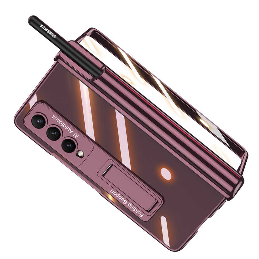 Galaxy Z Fold 4 Kılıf Zore Kıpta Standlı Kalem Bölmeli Kılıf