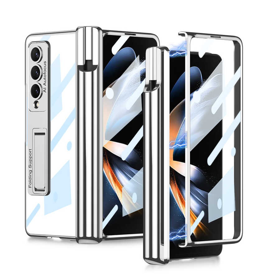 Galaxy Z Fold 4 Kılıf Zore Kıpta Standlı Kalem Bölmeli Kılıf