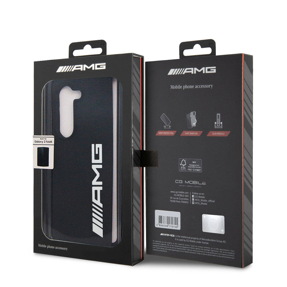 Galaxy Z Fold 5 Kılıf AMG M-safe Şarj Özellikli Büyük Logo Dizayn Orjinal Lisanslı Kılıf