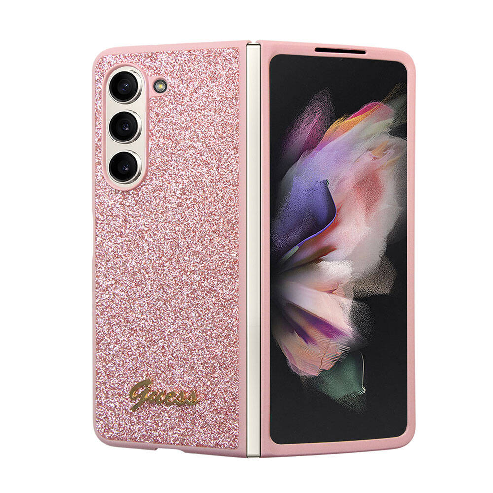 Galaxy Z Fold 5 Kılıf Guess Orjinal Lisanslı Yazı Logolu Glitter Script Kılıf