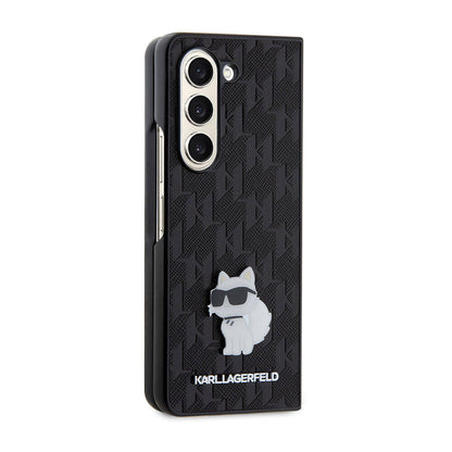 Galaxy Z Fold 5 Kılıf Karl Lagerfeld Orjinal Lisanslı KL Desenli Choupette İkonik Saffiano Kılıf