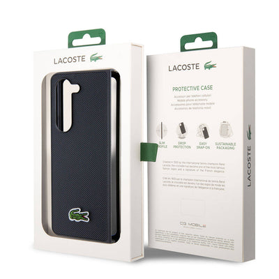 Galaxy Z Fold 5 Kılıf Lacoste Orjinal Lisanslı PU Pike Desenli Arka Yüzey İkonik Timsah Dokuma Logolu Kapak Yeşil