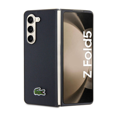 Galaxy Z Fold 5 Kılıf Lacoste Orjinal Lisanslı PU Pike Desenli Arka Yüzey İkonik Timsah Dokuma Logolu Kapak Yeşil
