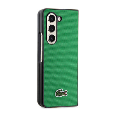 Galaxy Z Fold 5 Kılıf Lacoste Orjinal Lisanslı PU Pike Desenli Arka Yüzey İkonik Timsah Dokuma Logolu Kapak Yeşil
