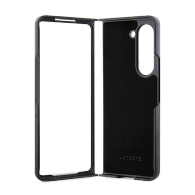Galaxy Z Fold 5 Kılıf Lacoste Orjinal Lisanslı PU Pike Desenli Arka Yüzey İkonik Timsah Dokuma Logolu Kapak Yeşil