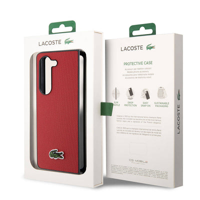 Galaxy Z Fold 5 Kılıf Lacoste Orjinal Lisanslı PU Pike Desenli Arka Yüzey İkonik Timsah Dokuma Logolu Kapak Yeşil
