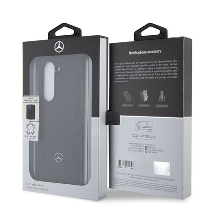 Galaxy Z Fold 5 Kılıf Mercedes Benz Orjinal Lisanslı Metal Yıldız Logolu Urban Deri Kılıf