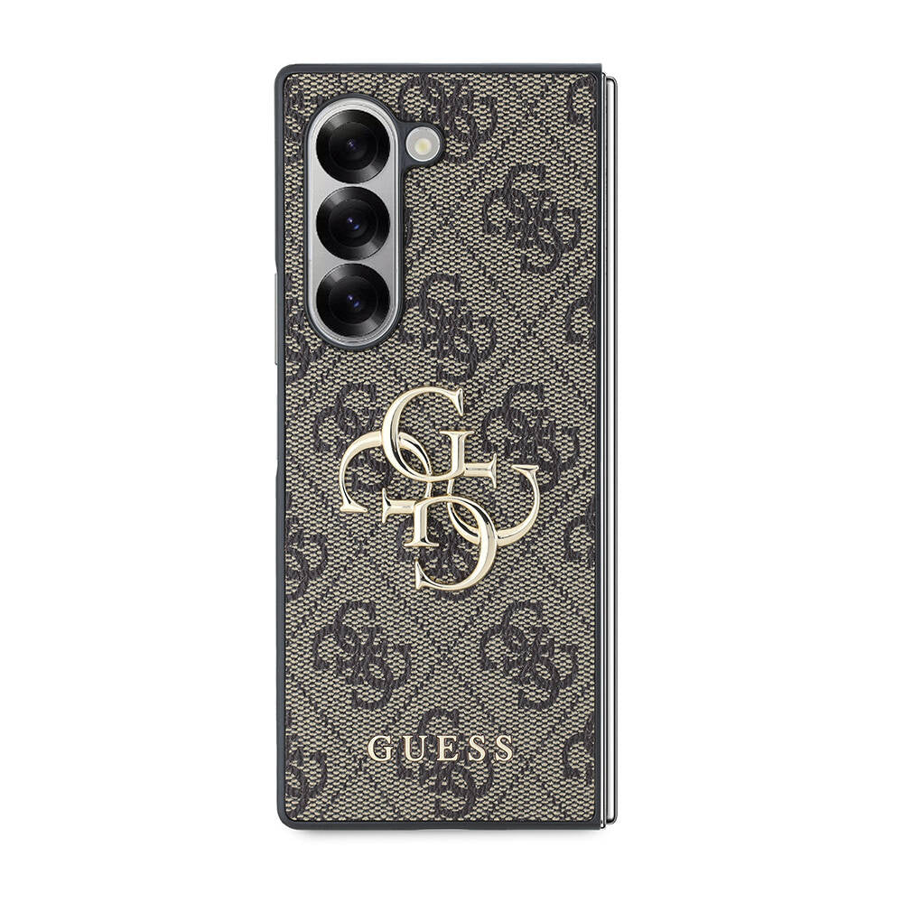 Galaxy Z Fold 6 Kılıf Guess Orjinal Lisanslı Leather Metal Logo Kapak Siyah