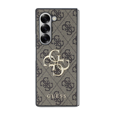 Galaxy Z Fold 6 Kılıf Guess Orjinal Lisanslı Leather Metal Logo Kapak Pembe