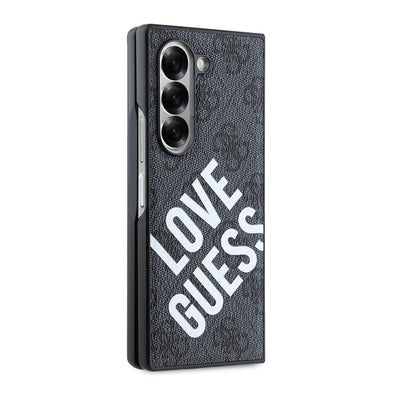 Galaxy Z Fold 6 Kılıf Guess Orjinal Lisanslı Magsafe Şarj Özellikli Love Guess Printing Kapak Siyah