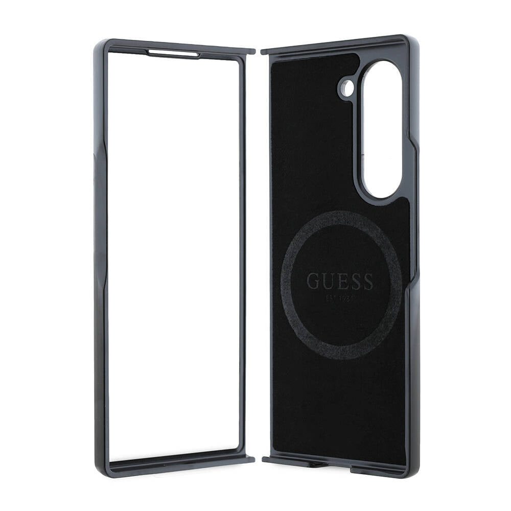 Galaxy Z Fold 6 Kılıf Guess Orjinal Lisanslı Magsafe Şarj Özellikli Love Guess Printing Kapak Siyah