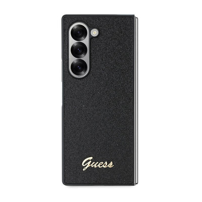 Galaxy Z Fold 6 Kılıf Guess Orjinal Lisanslı Yazı Logolu Glitter Script Kapak Siyah