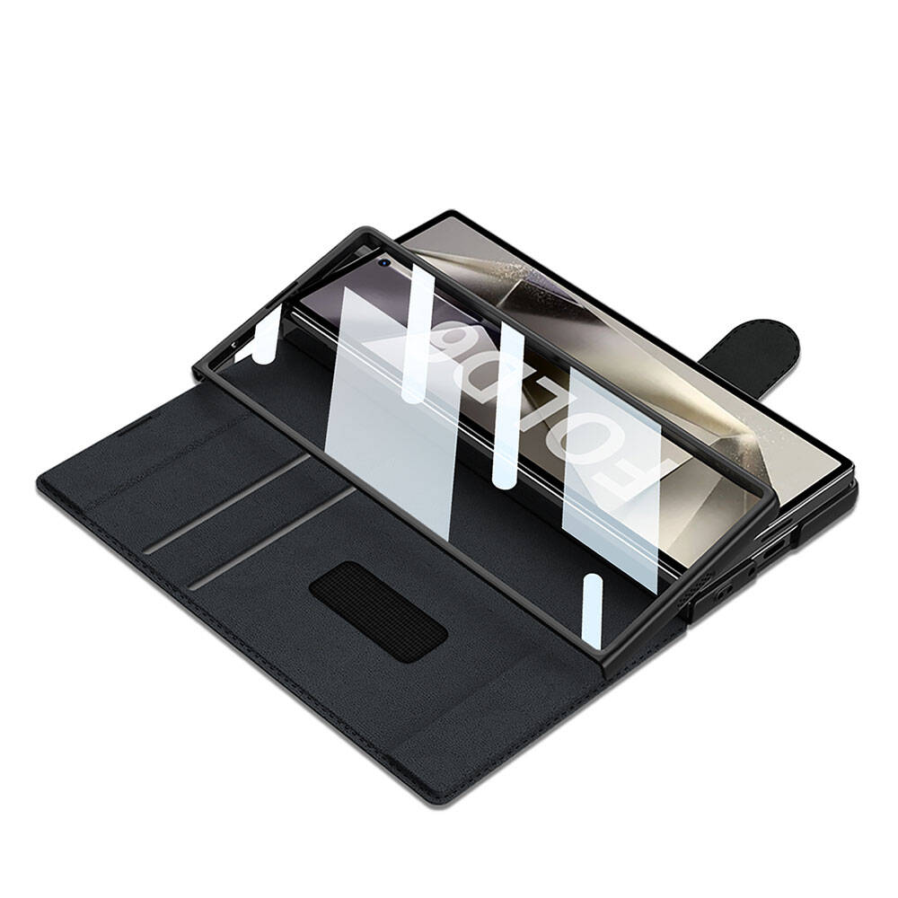 Galaxy Z Fold 6 Kılıf Kamera Korumalı Kadife Tasarımlı Zore Kıpta Kalem Bölmeli Fest Kılıf