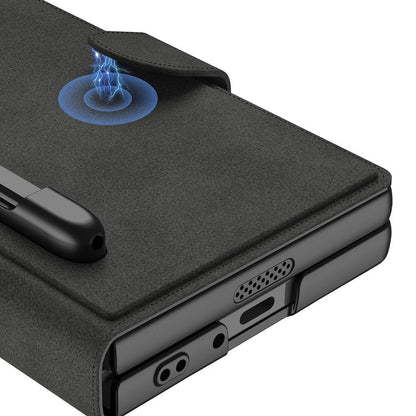 Galaxy Z Fold 6 Kılıf Kamera Korumalı Kadife Tasarımlı Zore Kıpta Kalem Bölmeli Fest Kılıf