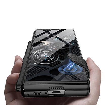 Galaxy Z Fold 6 Kılıf Kamera Korumalı Kartlıklı Kalem Bölmeli Zore Kıpta Marble Drago Kılıf