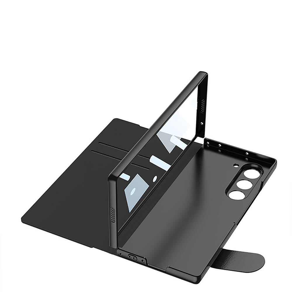 Galaxy Z Fold 6 Kılıf Kamera Korumalı Kartlıklı Kalem Bölmeli Zore Kıpta Marble Drago Kılıf