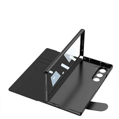 Galaxy Z Fold 6 Kılıf Kamera Korumalı Kartlıklı Kalem Bölmeli Zore Kıpta Marble Drago Kılıf