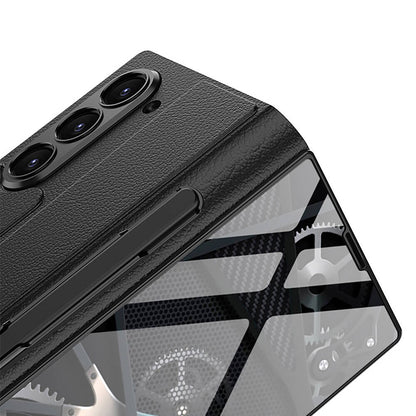 Galaxy Z Fold 6 Kılıf Kamera Korumalı Kartlıklı Kalem Bölmeli Zore Kıpta Marble Drago Kılıf