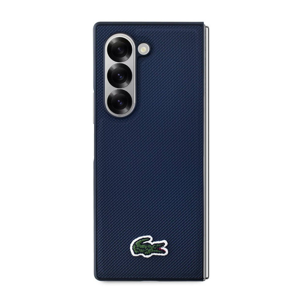 Galaxy Z Fold 6 Kılıf Lacoste Orjinal Lisanslı M-safe Şarj Özellikli Pike Desenli Arka Yüzey İkonik Timsah Dokuma Logolu Kılıf