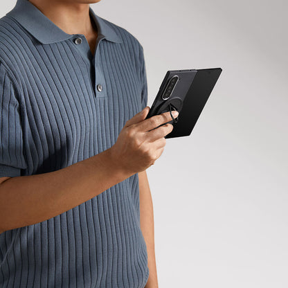 Galaxy Z Fold 6 Kılıf M-safe Şarj Özellikli 600D Aramid Fiber Pitaka Ultra-Slim Classic Serisi Black-Grey Twill Kılıf