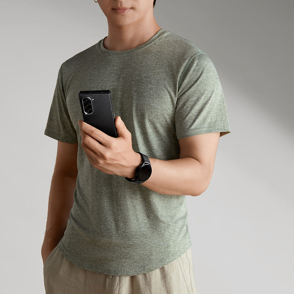 Galaxy Z Fold 6 Kılıf M-safe Şarj Özellikli 600D Aramid Fiber Pitaka Ultra-Slim Classic Serisi Black-Grey Twill Kılıf