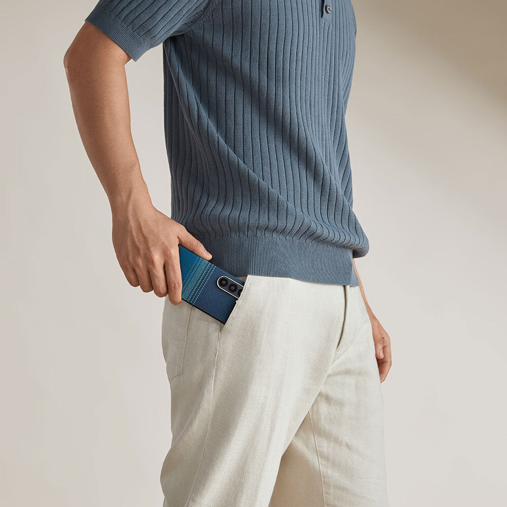 Galaxy Z Fold 6 Kılıf M-safe Şarj Özellikli Aramid Fiber Pitaka Tactile Woven Sunset-Moonrise Serisi Moonrise Kılıf