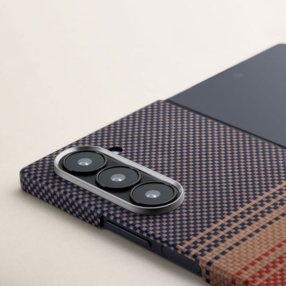 Galaxy Z Fold 6 Kılıf M-safe Şarj Özellikli Aramid Fiber Pitaka Tactile Woven Sunset-Moonrise Serisi Sunset Kılıf