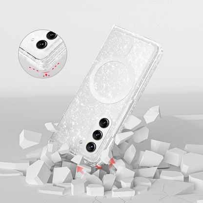 Galaxy Z Fold 6 Kılıf M-safe Şarj Özellikli Parlayan Simli Saydam Renkli Zore Allstar Kılıf