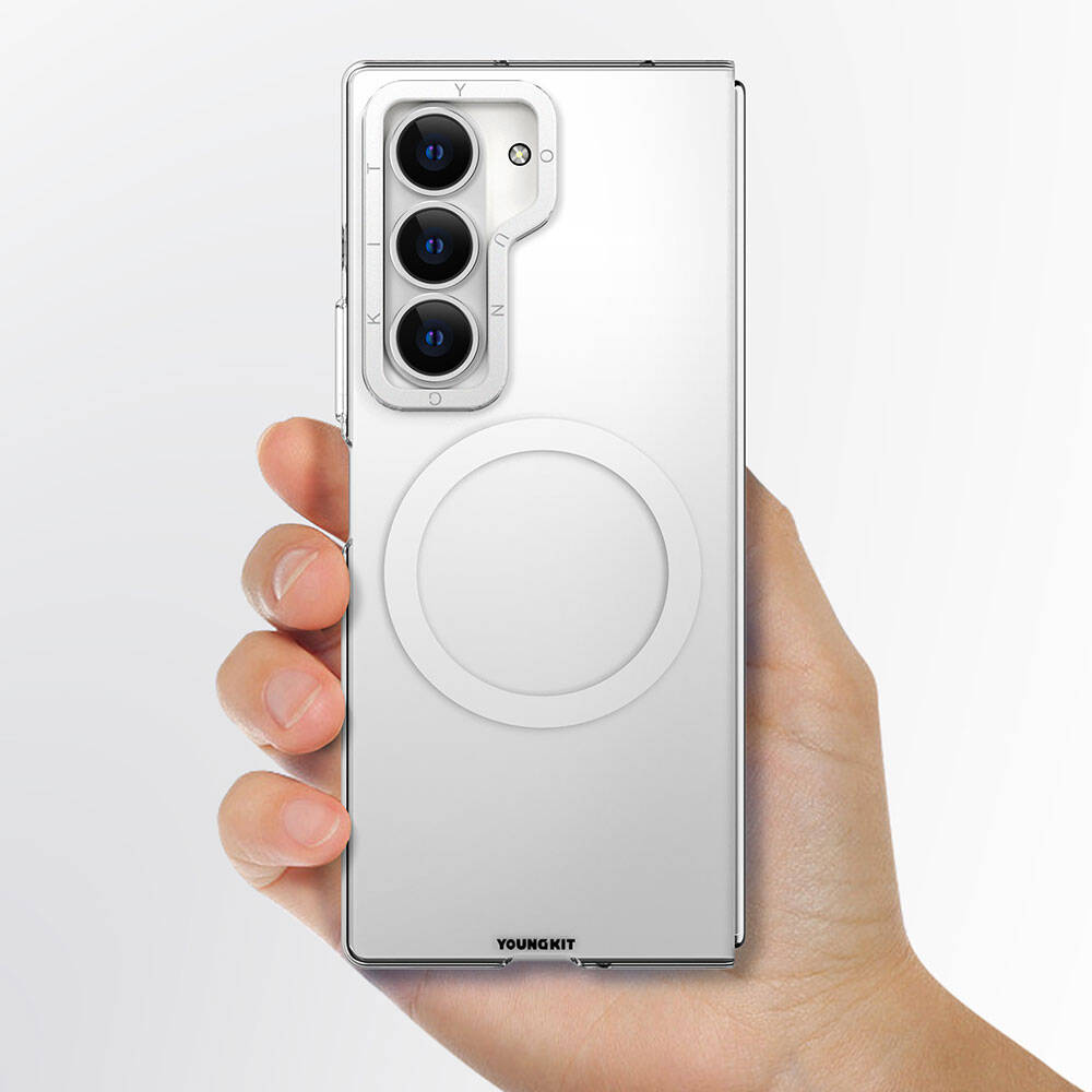 Galaxy Z Fold 6 Kılıf M-safe Şarj Özellikli Şeffaf Youngkit Crystal Shield Serisi Kılıf